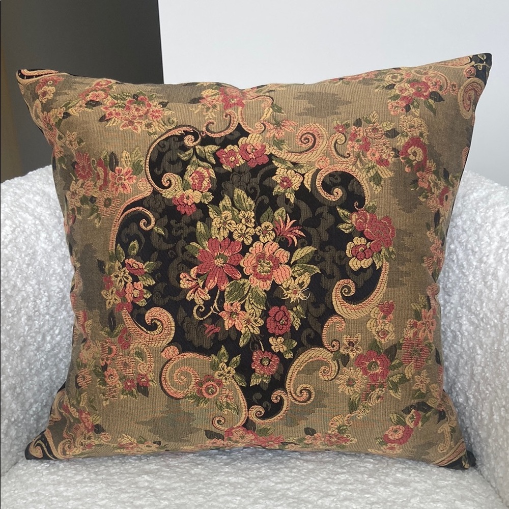 Floral Tapestry Throw Pillow